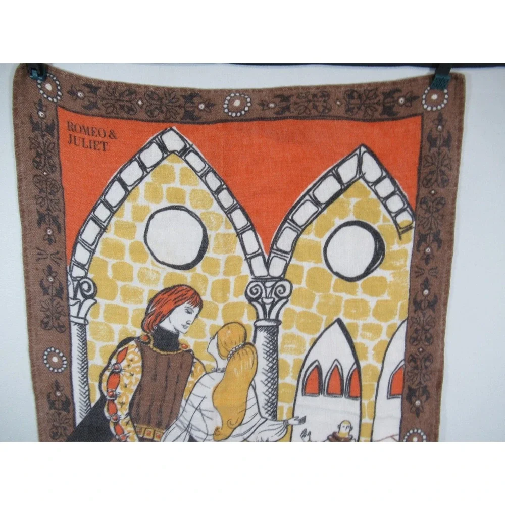 Vintage Romeo & Juliet Stratford Upon Avon Linen Tea Towel William Shakespeare